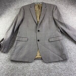 Ralph Lauren Lauren Slim Fit Plaid Blazer Jacket Mens Size 44L Wool Silk Career